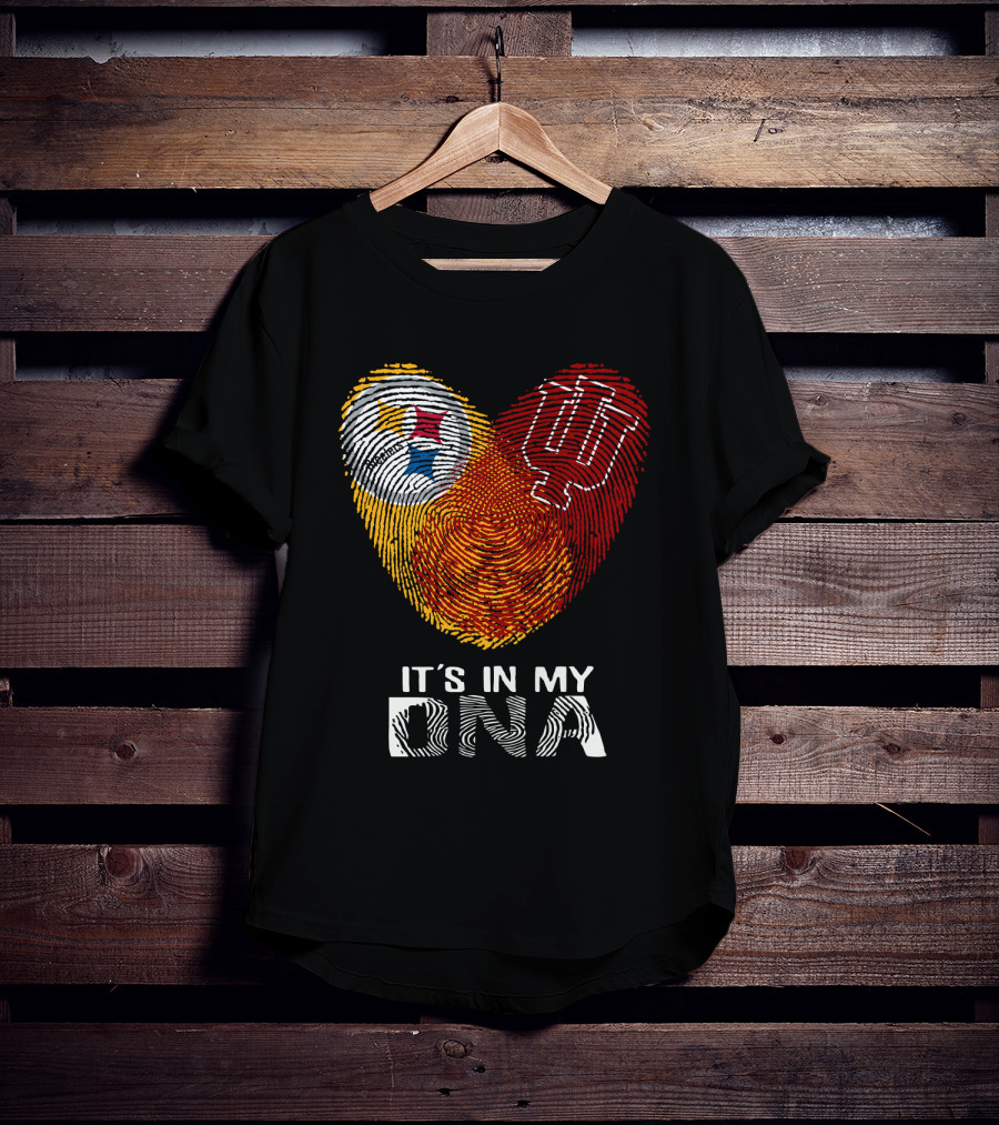 Steelers Indiana Hoosiers It's In My DNA Fingerprint Heart T-Shirt