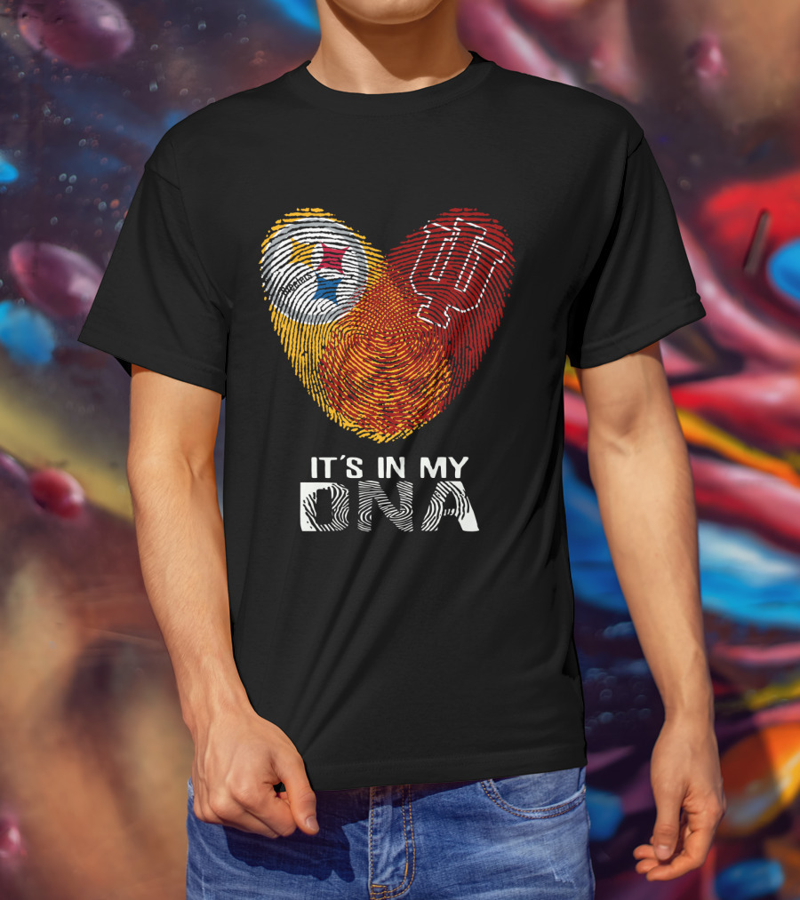 Steelers Indiana Hoosiers It's In My DNA Fingerprint Heart T-Shirt