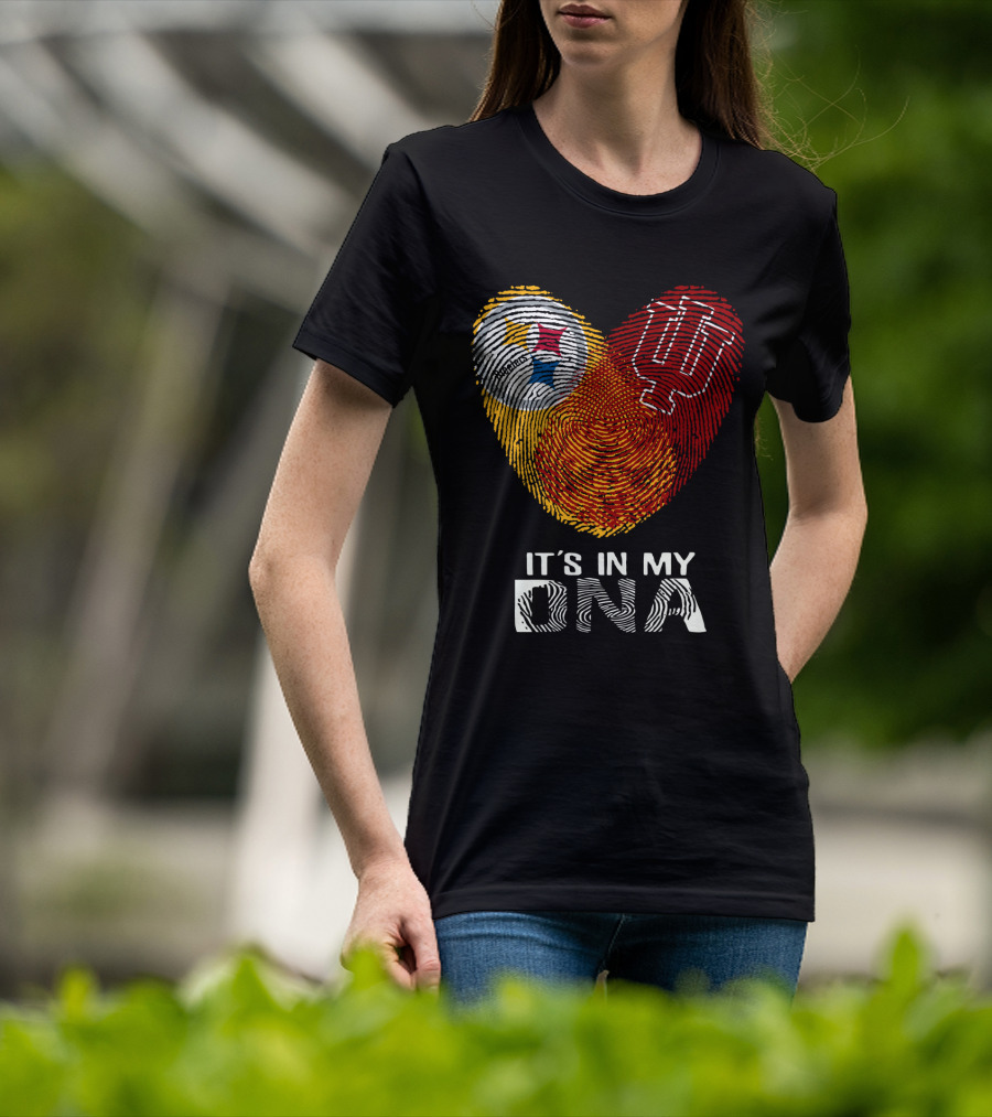 Steelers Indiana Hoosiers It's In My DNA Fingerprint Heart T-Shirt