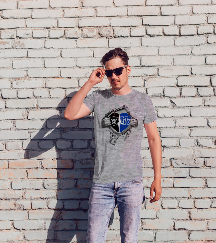 Raiders Uk Heartbeat Logo Split Kentucky T-Shirt