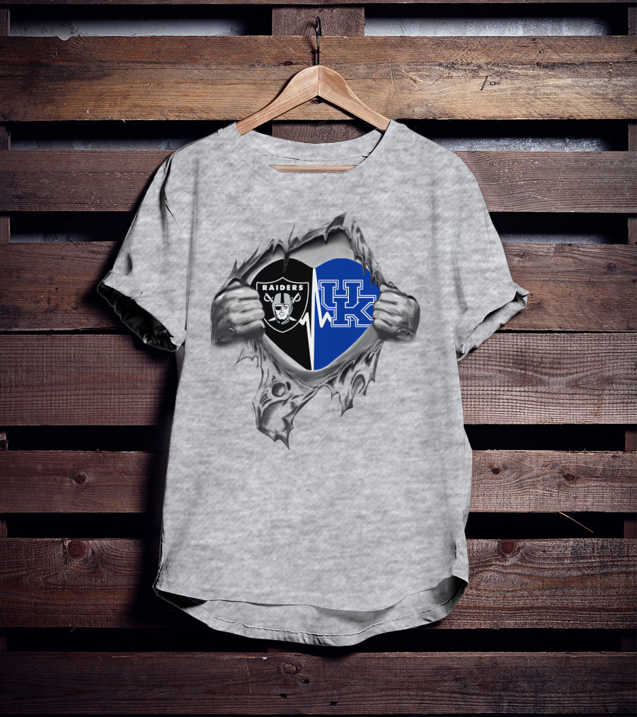 Raiders Uk Heartbeat Logo Split Kentucky T-Shirt