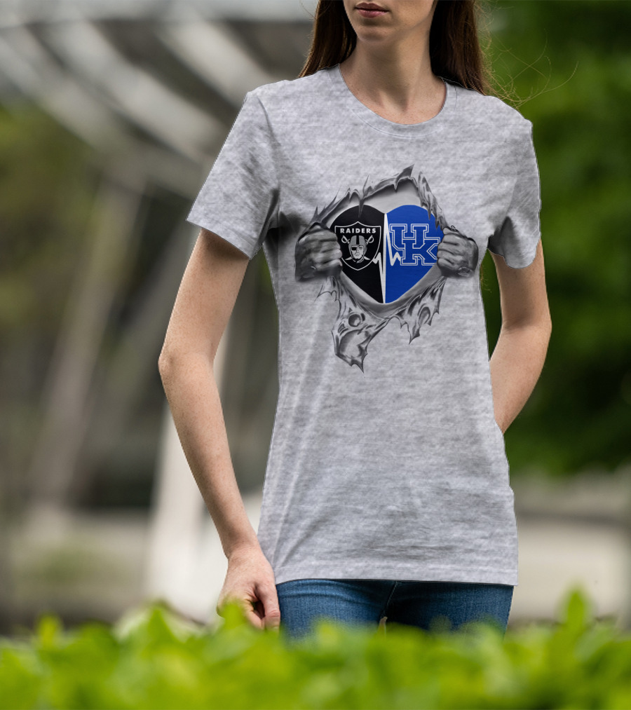 Raiders Uk Heartbeat Logo Split Kentucky T-Shirt