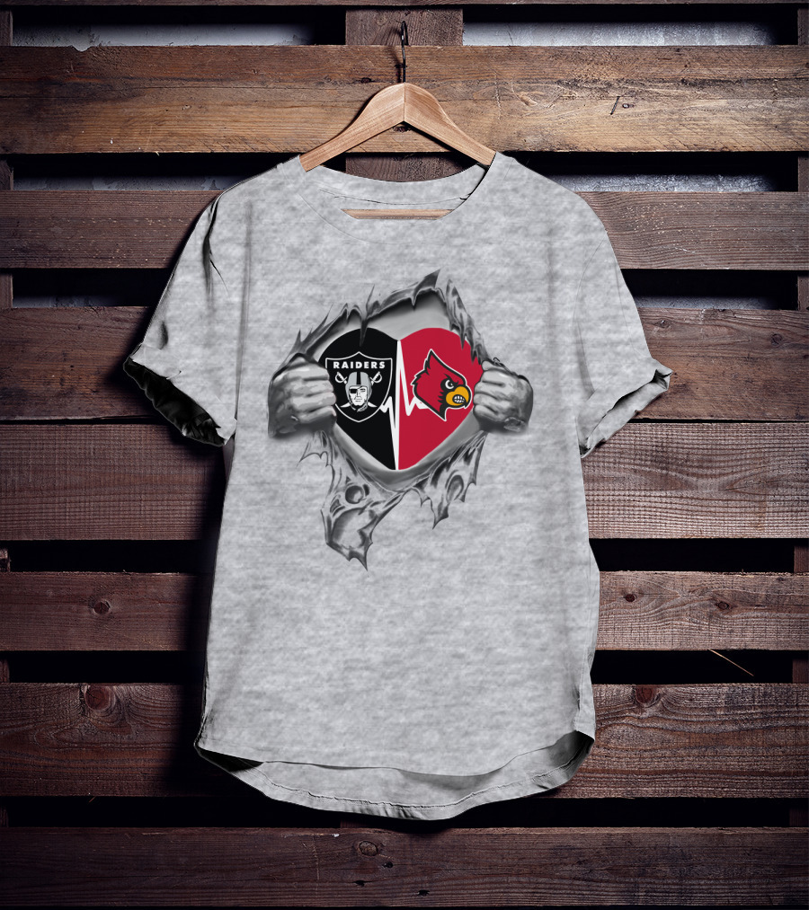 Raiders Cardinals Heartbeat Passion T-Shirt