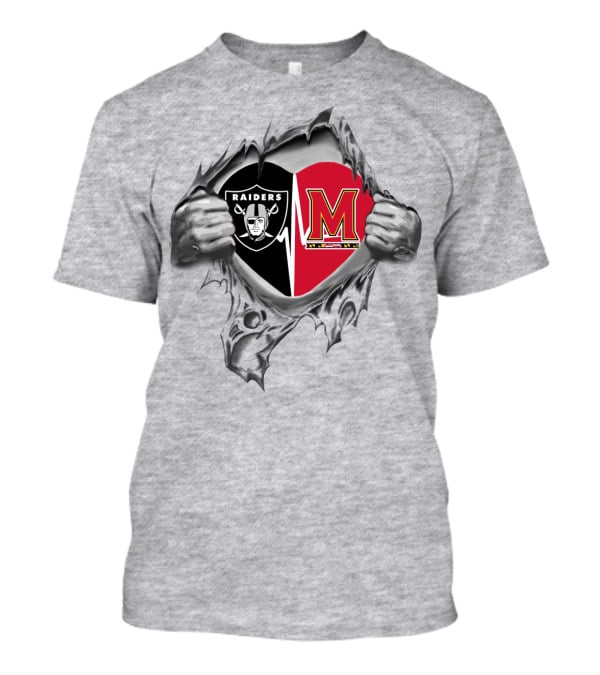 Raiders Maryland Heart Logo Dual Allegiance Nfl College Crossover T-Shirt