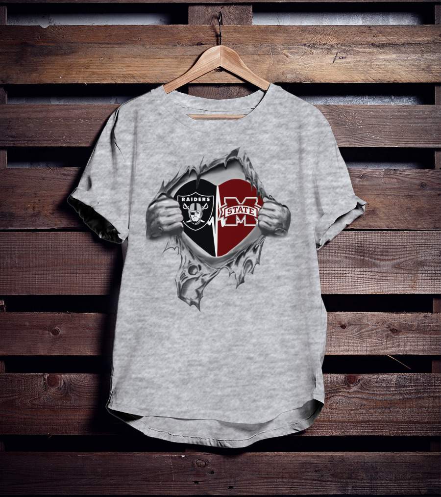 Raiders MS State Logo Heart T-Shirt