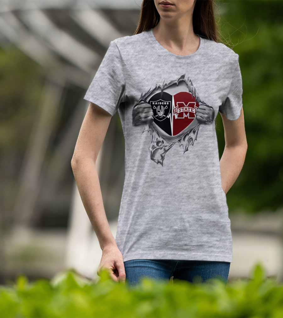 Raiders MS State Logo Heart T-Shirt