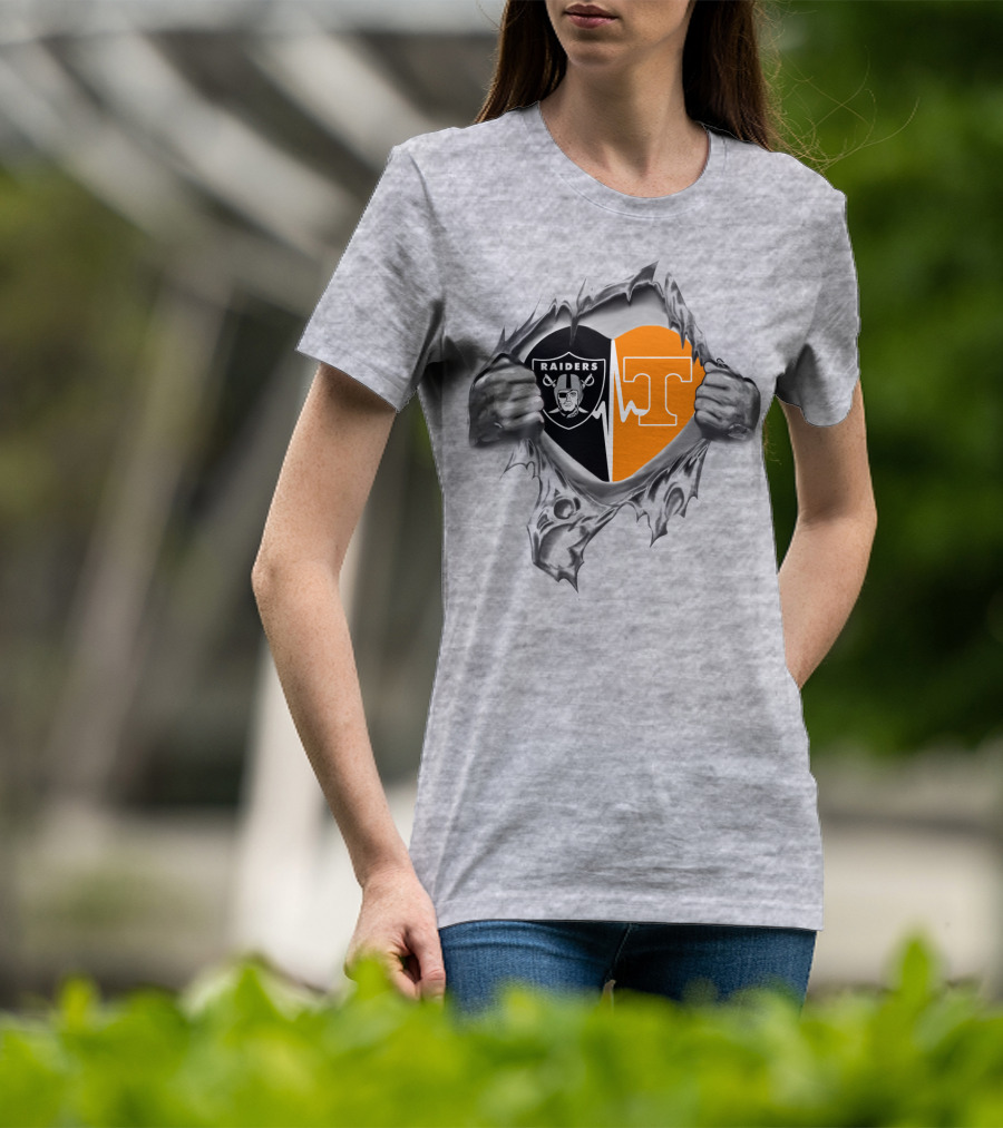 Raiders Tennessee Heartbeat Iconic Dual Loyalty Fan Passion T-Shirt