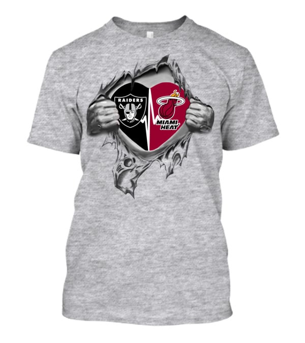 Raiders Miami Heat Heart Loyalty Twin Sports Allegiance T-Shirt