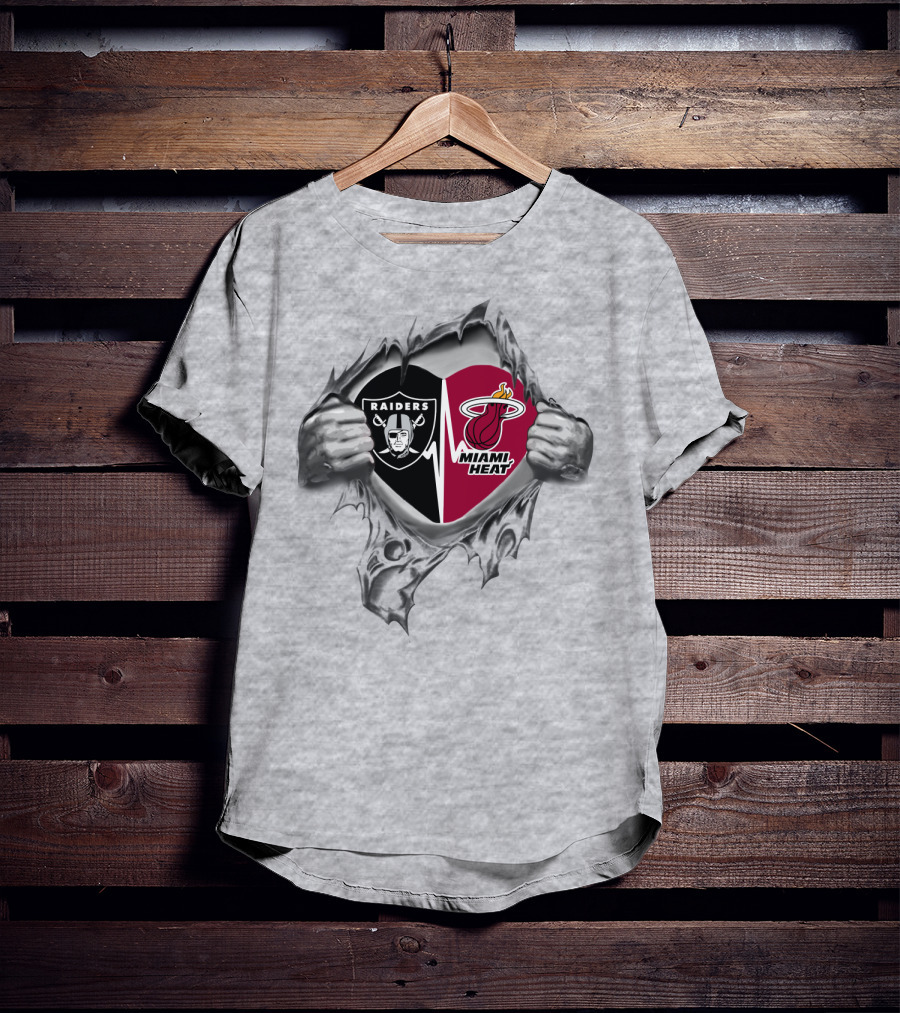 Raiders Miami Heat Heart Loyalty Twin Sports Allegiance T-Shirt