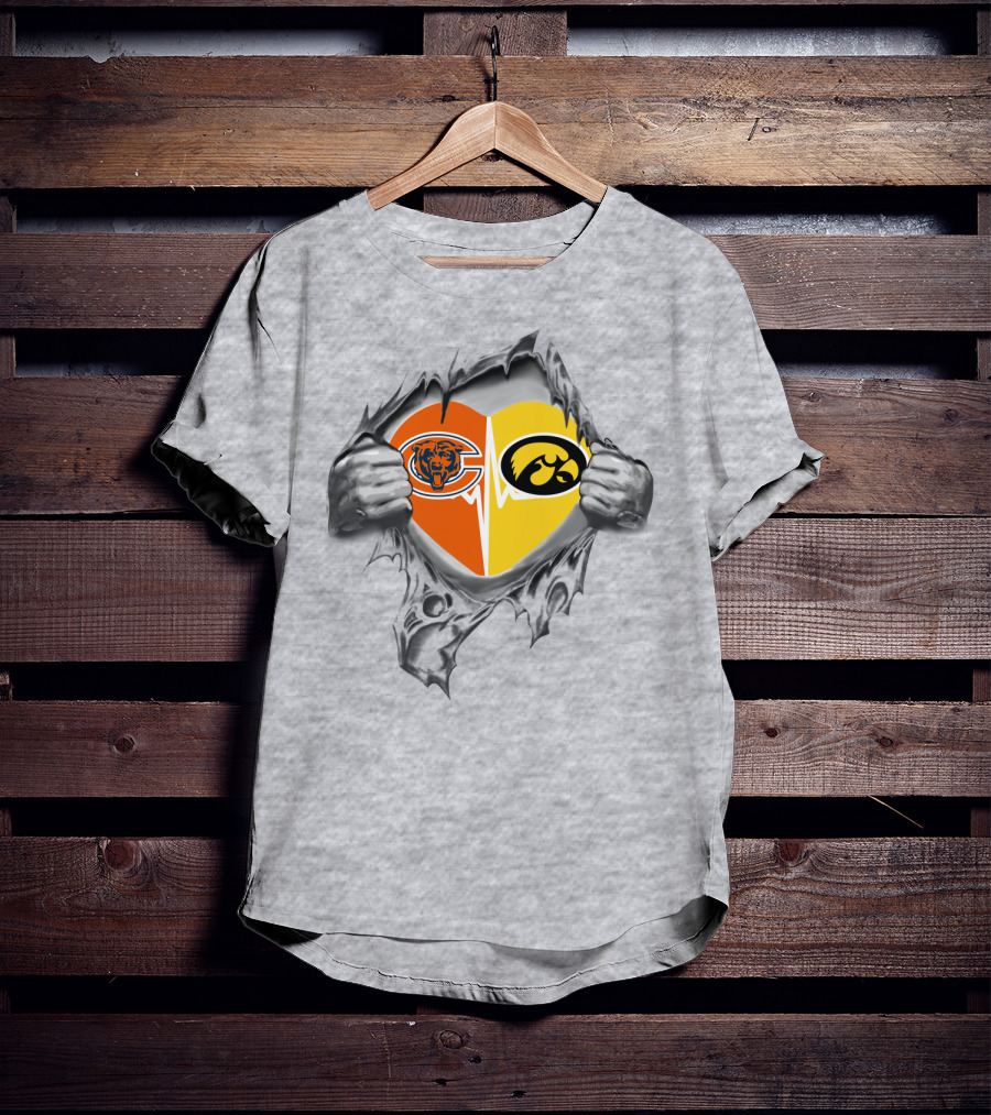 Bears Hawkeyes Heart Logo Dual Loyalty T-Shirt