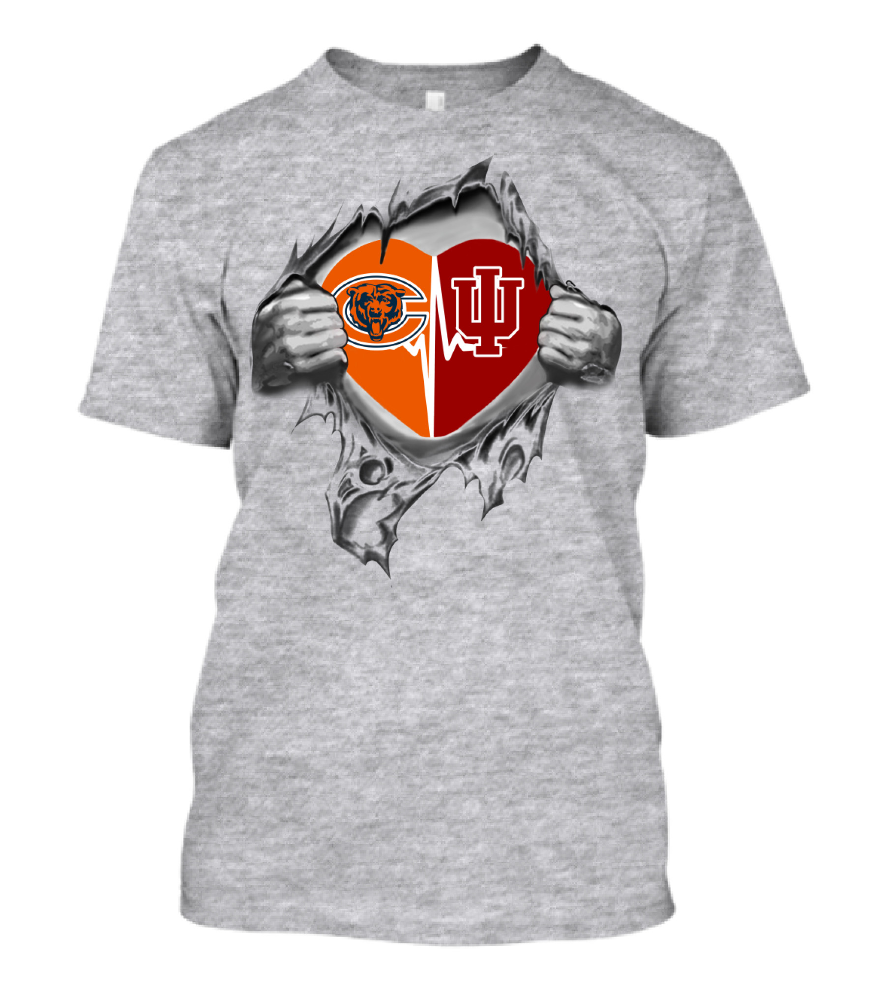 Bears Hoosiers It's In My Heart Chicago Indiana Logo Heart T-Shirt