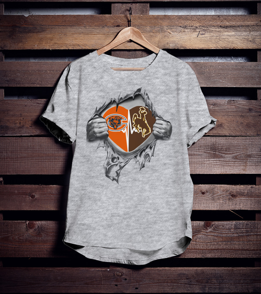 Bears Cowboys Heart Logo Tearing Open T-Shirt