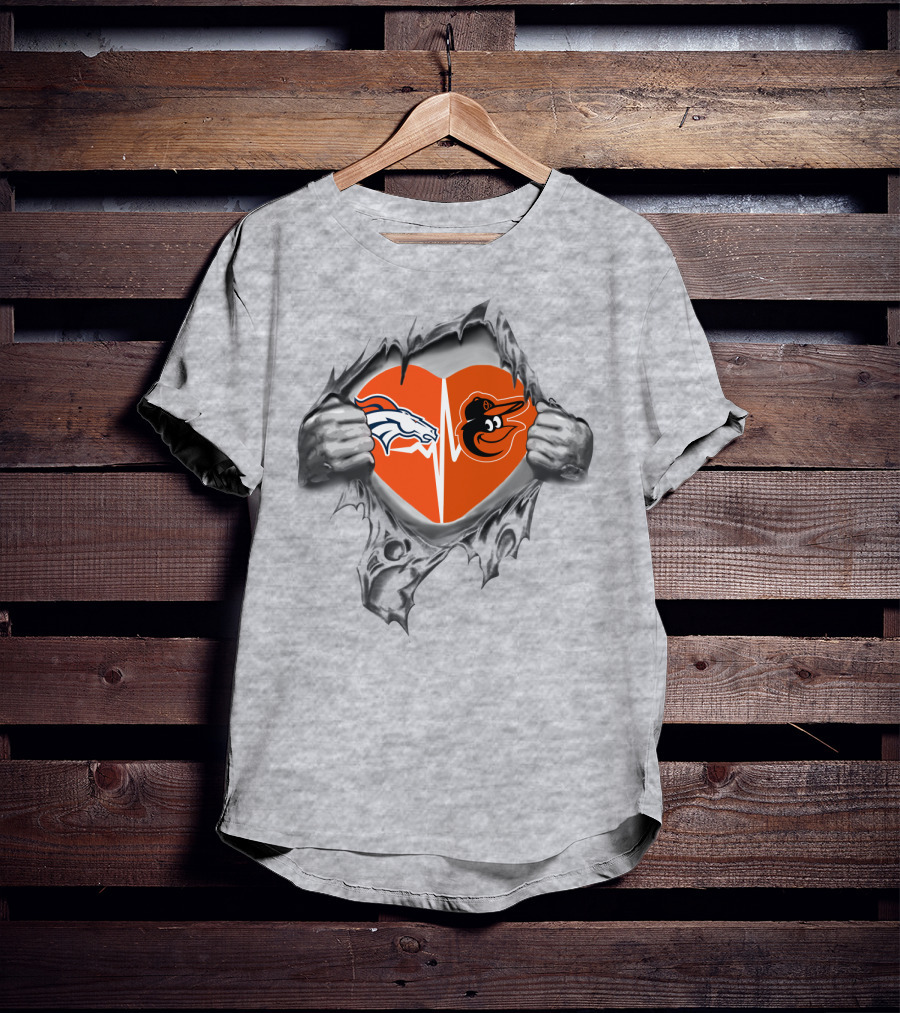 Broncos Ravens Heartbeat Passion T-Shirt