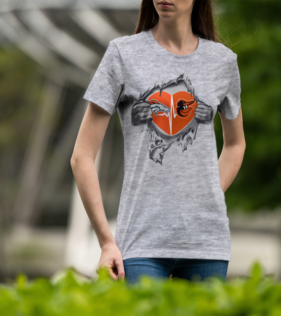 Broncos Ravens Heartbeat Passion T-Shirt