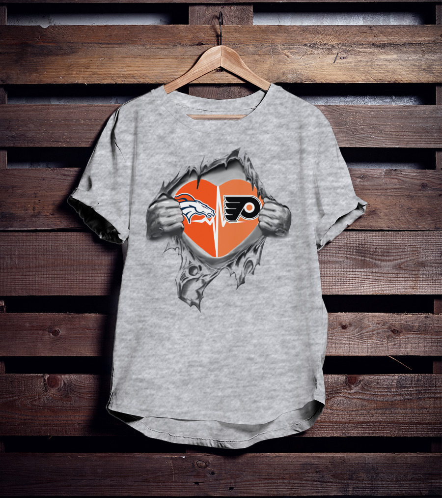 Broncos Flyers Heart Hands Rip Through Passion T-Shirt