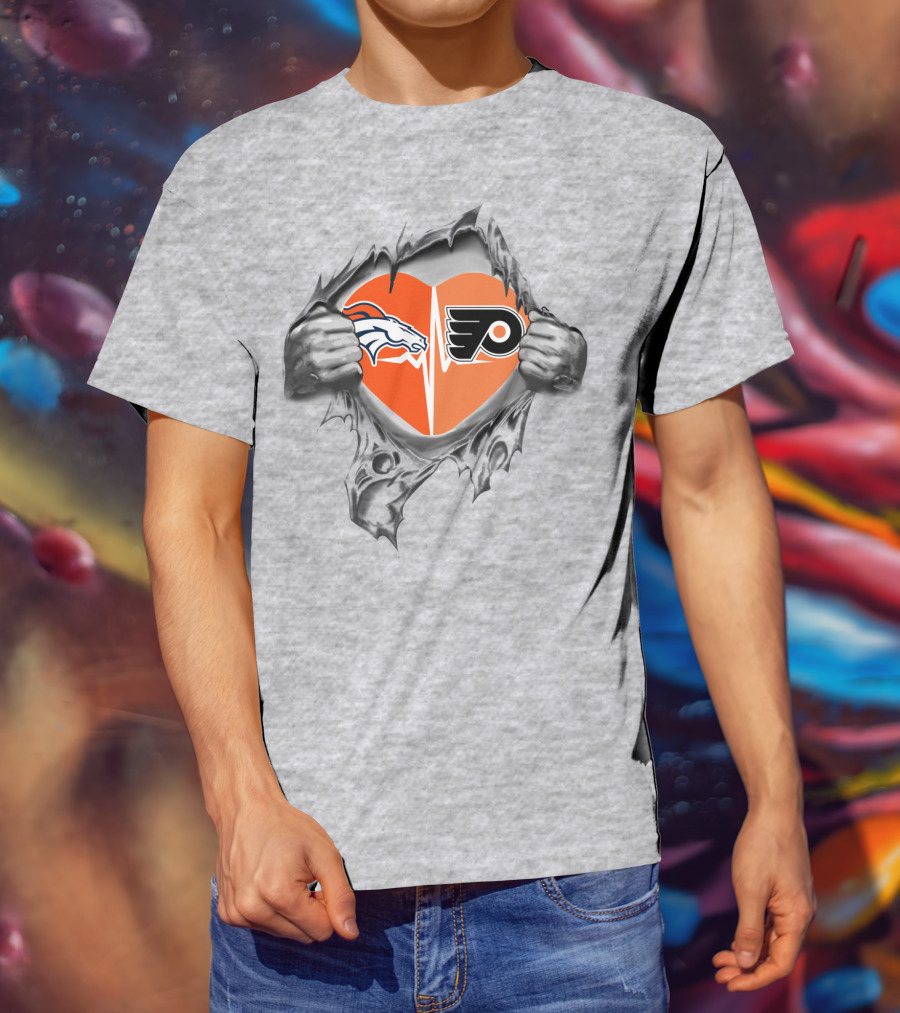Broncos Flyers Heart Hands Rip Through Passion T-Shirt
