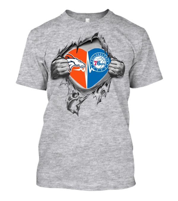 Broncos 76ers Heart Torn T-Shirt