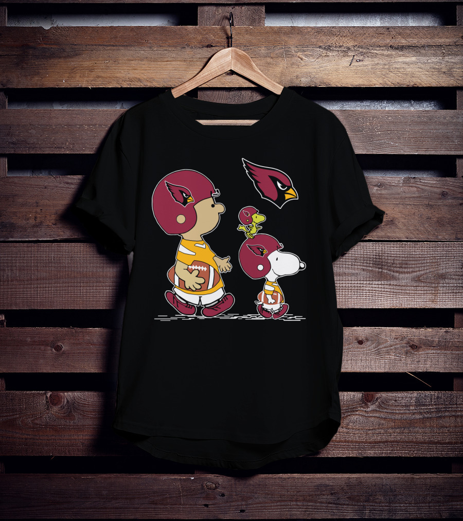 Cardinals Snoopy Woodstock Football Charlie Brown Peanuts Helmet T-Shirt