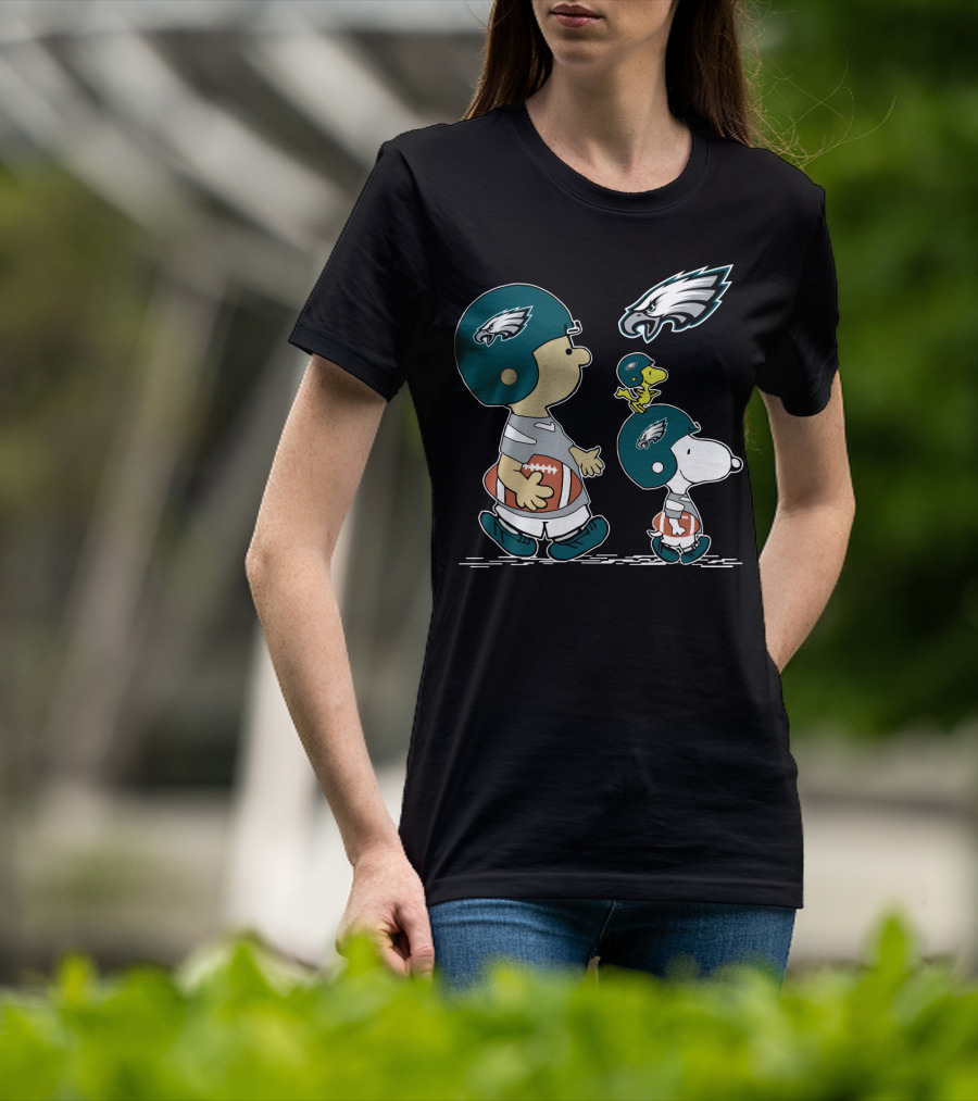 Philadelphia Eagles Snoopy Woodstock Football Helmet Adventure T-Shirt
