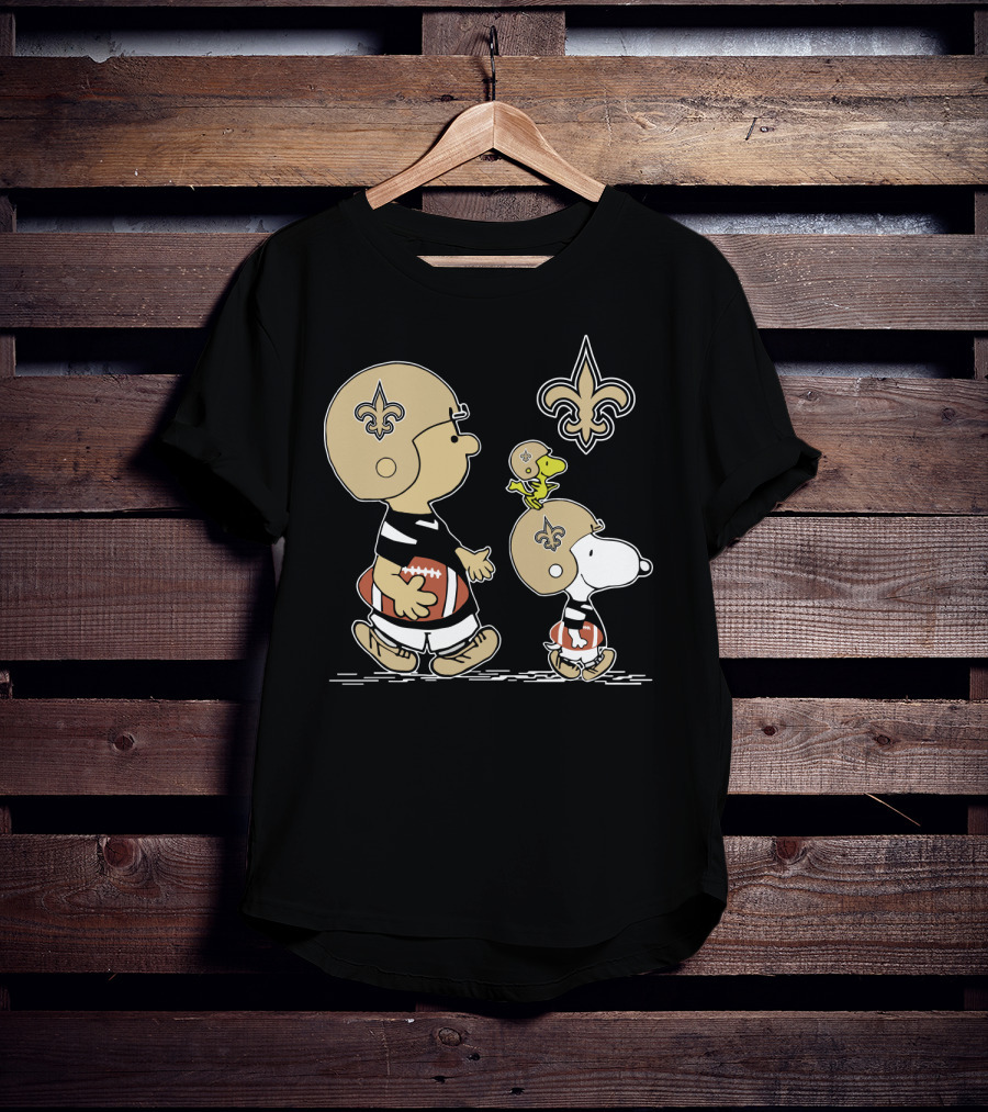 New Orleans Saints Snoopy Peanuts Football Characters Walking T-Shirt