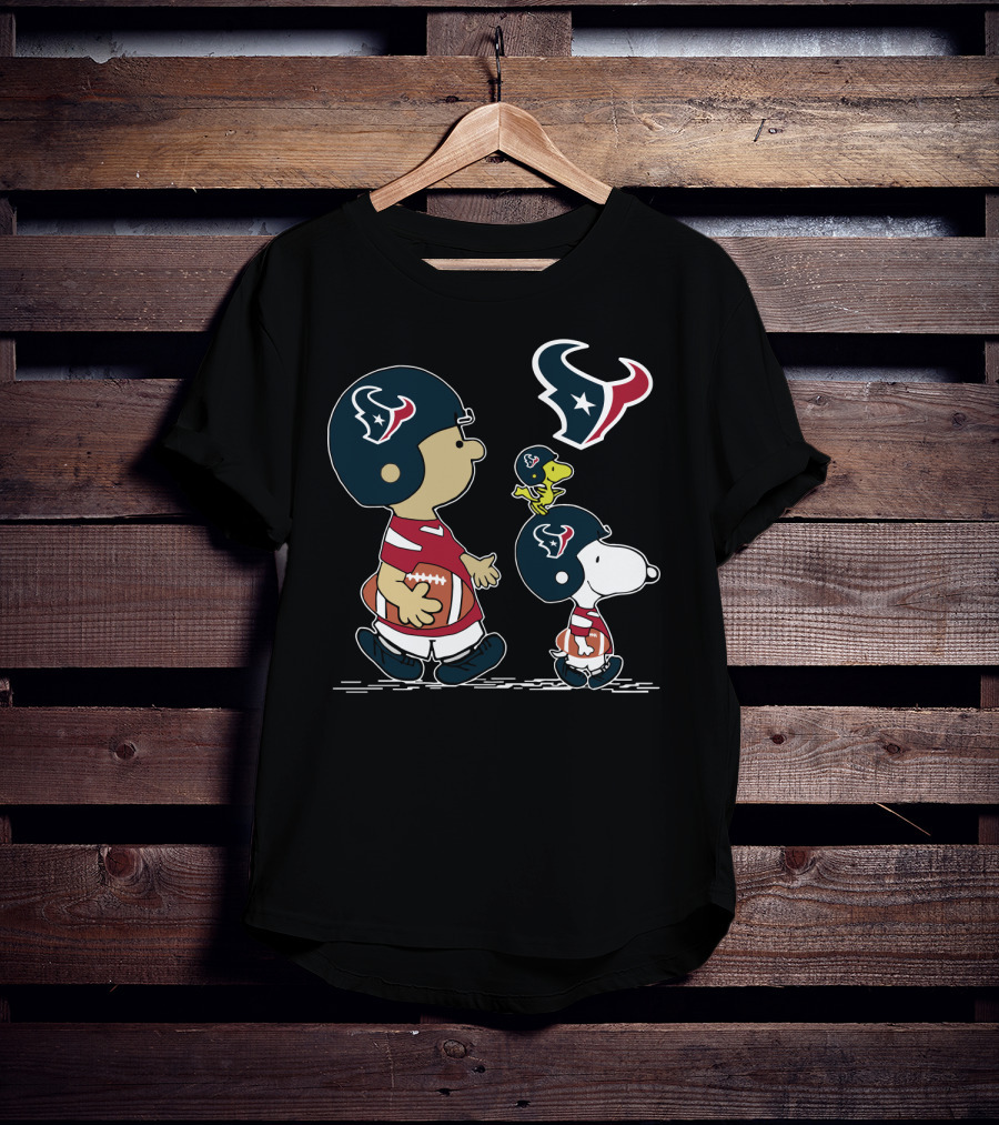 Texans Snoopy Football Adventure With Woodstock And Charlie Brown T-Shirt