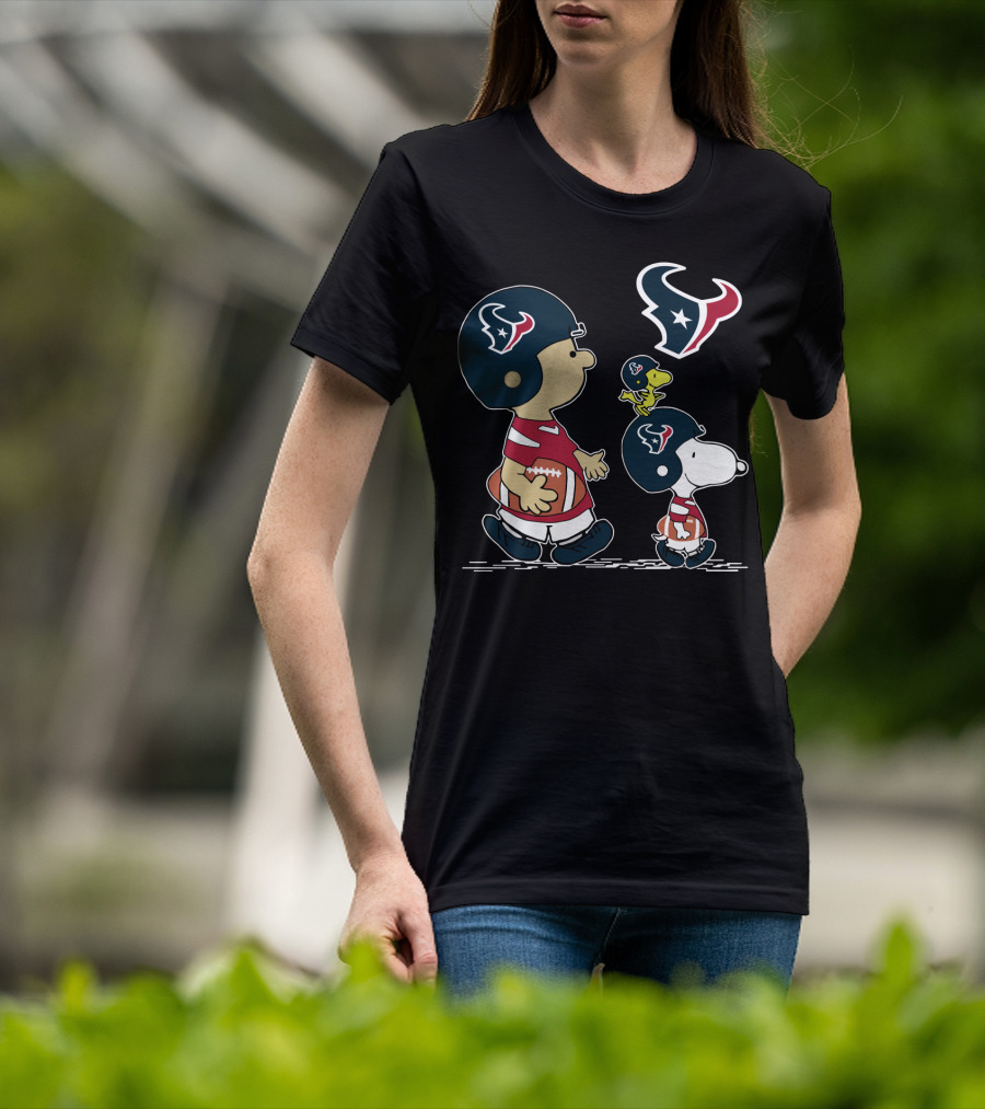 Texans Snoopy Football Adventure With Woodstock And Charlie Brown T-Shirt
