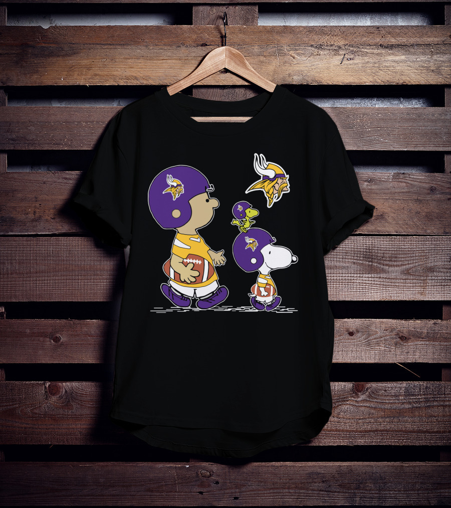 Minnesota Vikings Snoopy And Woodstock Football Team Collaboration T-Shirt