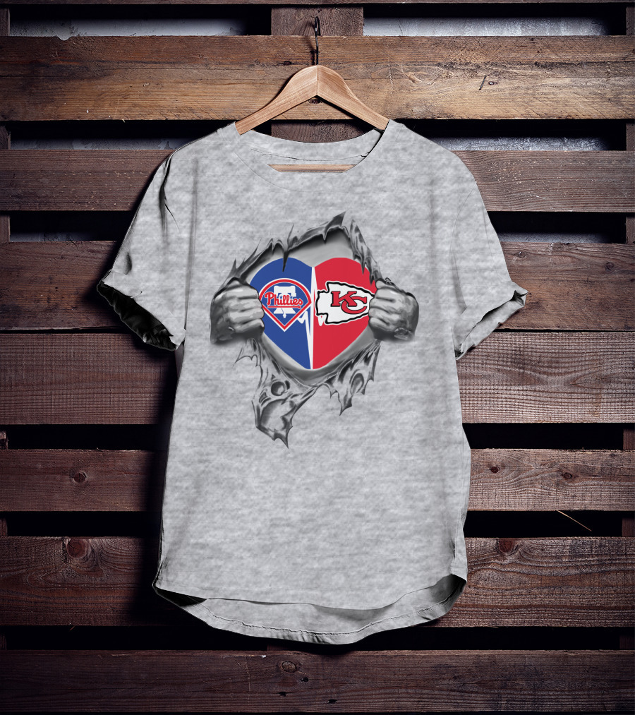 Phillies Chiefs Heart Combined Fan Spirit T-Shirt