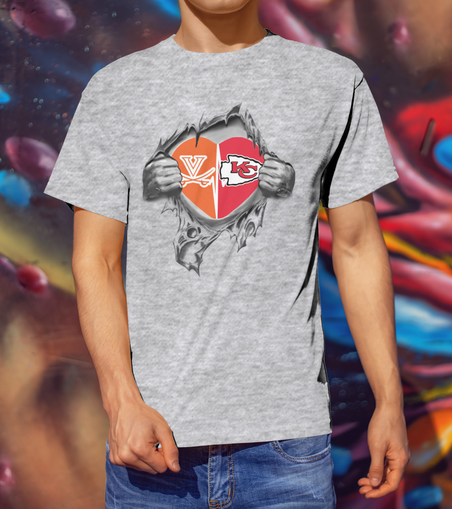 Chiefs Cavaliers Heart Kansas City Virginia Fans Passion T-Shirt