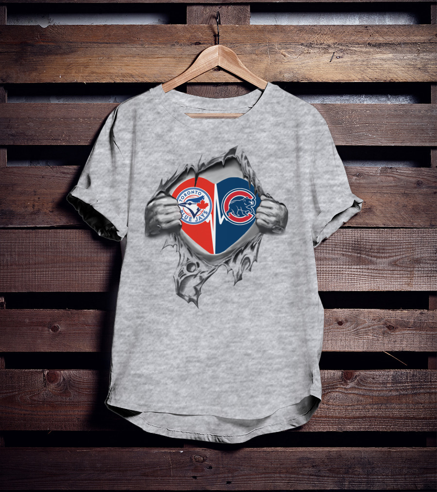 Toronto Blue Jays Chicago Cubs Heart Logo Baseball Fan Passion T-Shirt