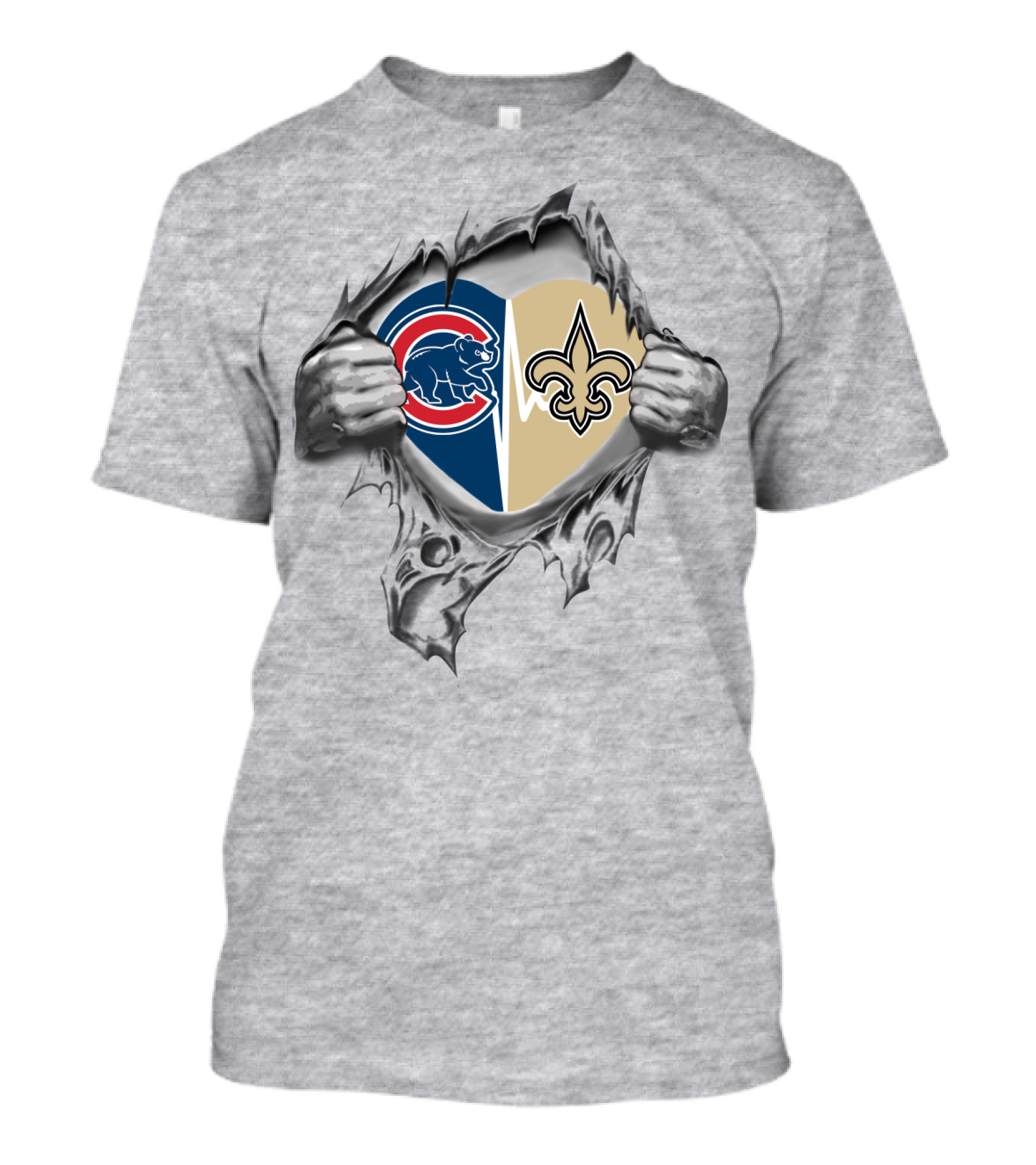 Cubs And Saints Love Revealed In Heart-Shaped Logo Split T-Shirt