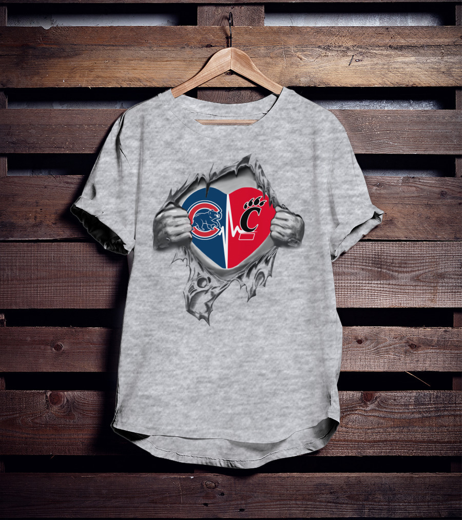 Cubs Bearcats Heartbeat Split Sports T-Shirt