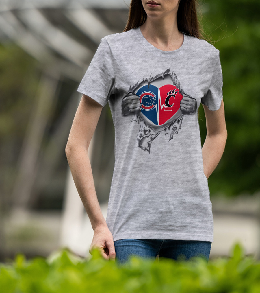 Cubs Bearcats Heartbeat Split Sports T-Shirt
