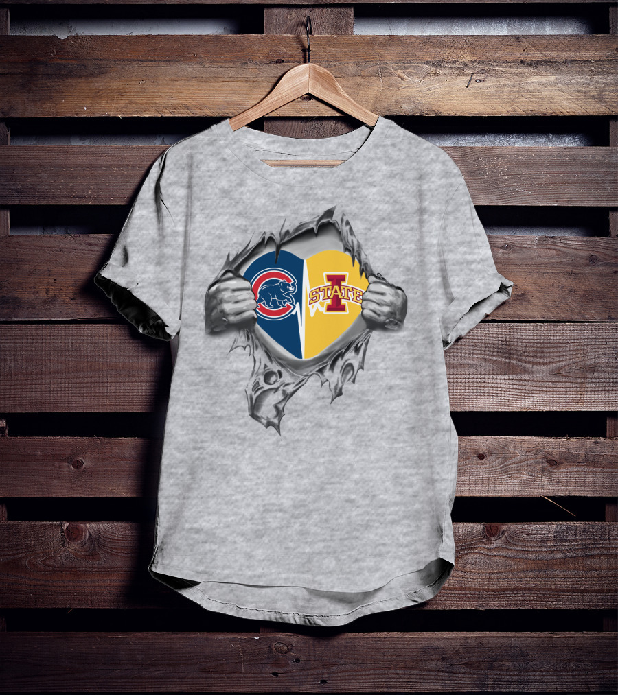 Cubs Iowa State Split Heart Emblem With Claw Rip T-Shirt