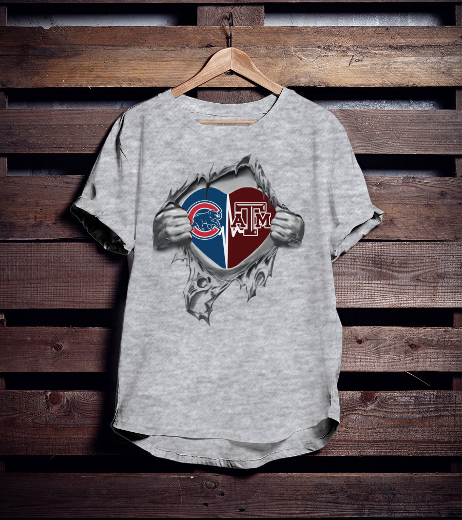 Cubs Texas A&M Aggies Heart T-Shirt