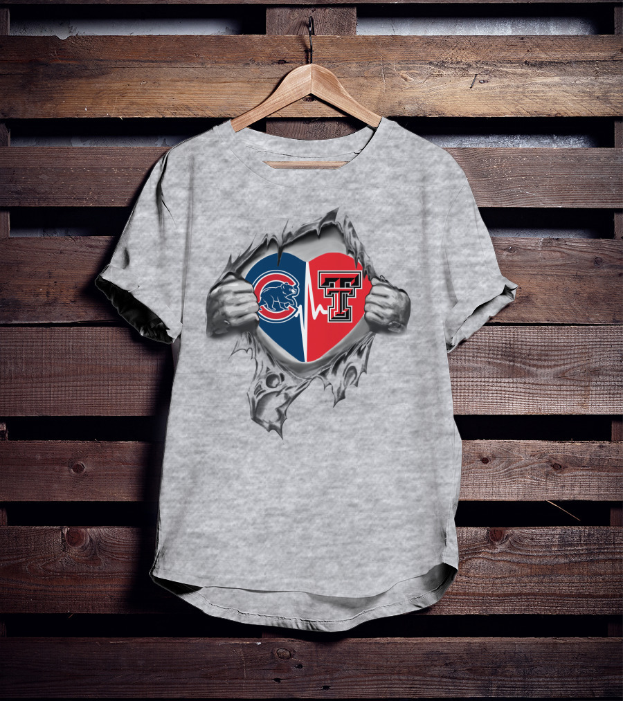 Cubs Texas Tech Heart Torn Chest T-Shirt