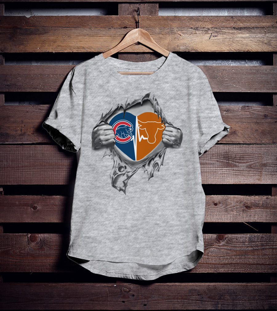 Cubs Longhorn Heart Inside Torn Chest T-Shirt