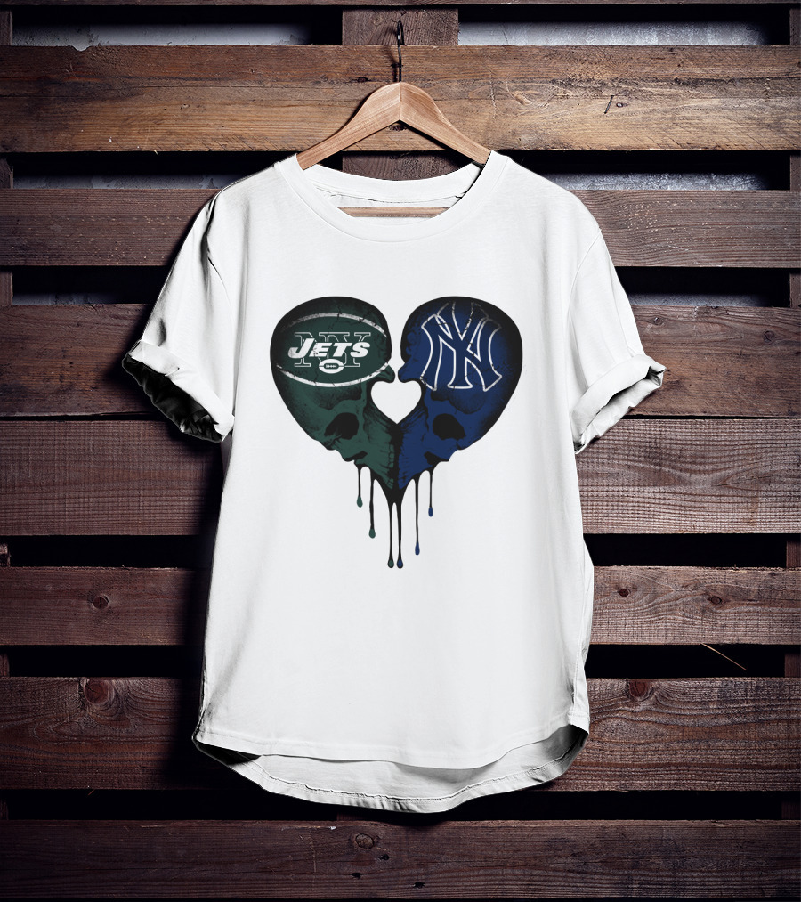 Jets Yankees Skull Heart Logo Fusion T-Shirt
