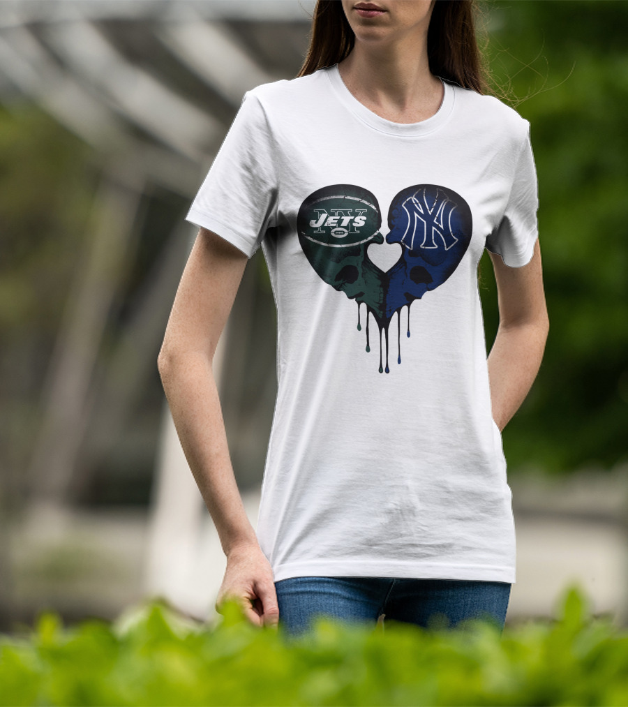 Jets Yankees Skull Heart Logo Fusion T-Shirt