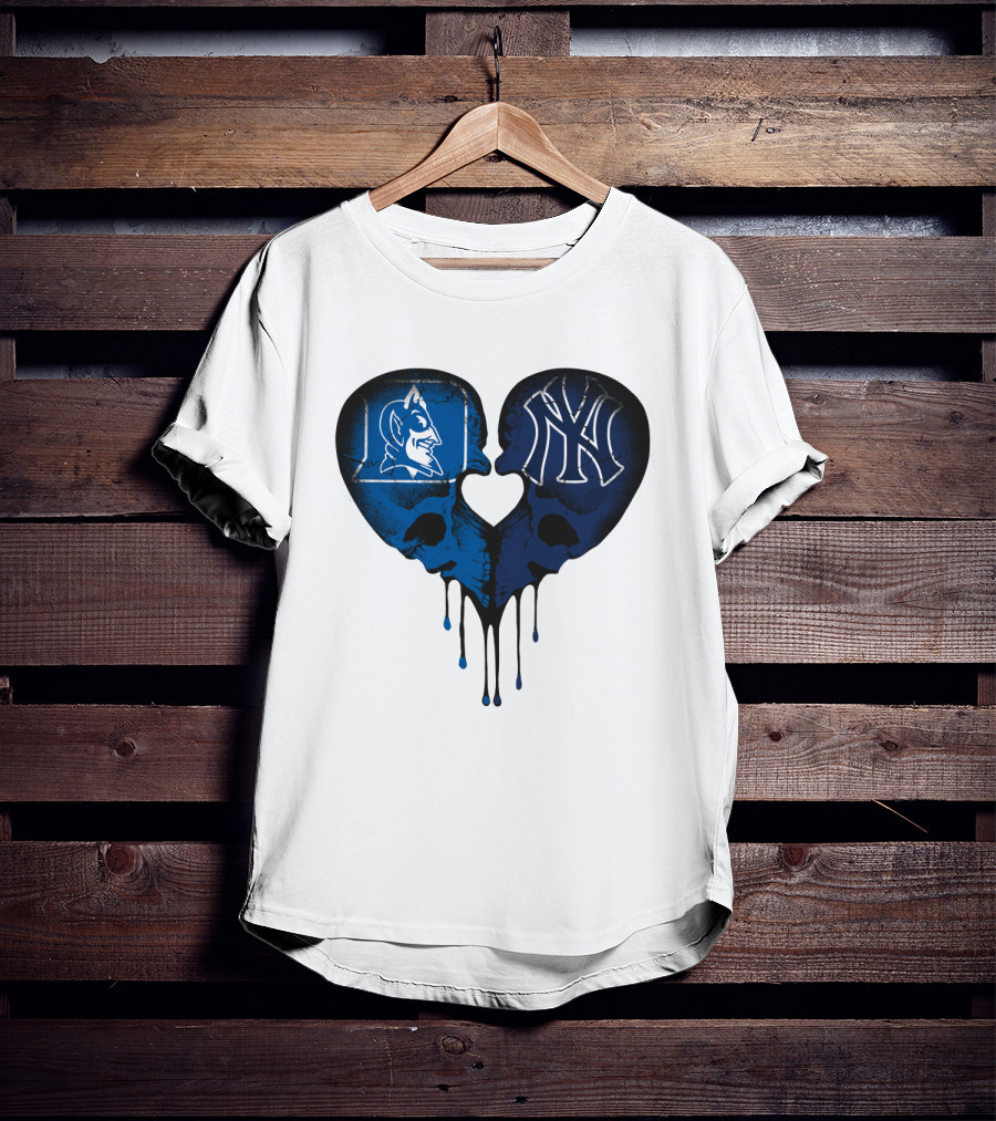 Duke Yankees Skull Heart Dripping Blue T-Shirt
