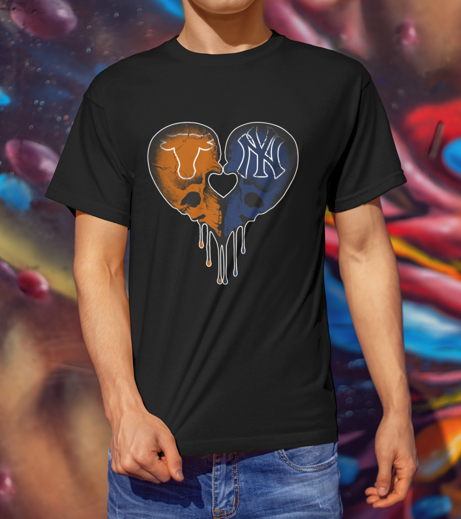 Longhorn Yankees Skull Heart Love T-Shirt