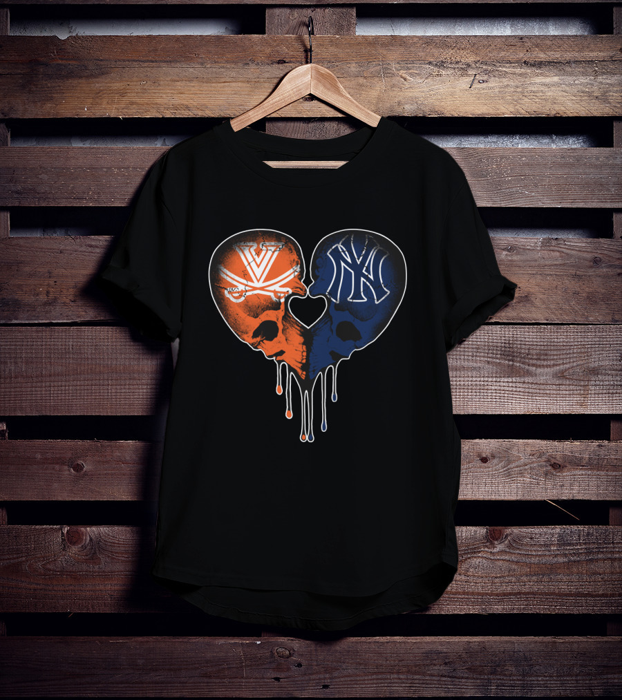 Yankees Cavaliers Skull Heart Fusion T-Shirt