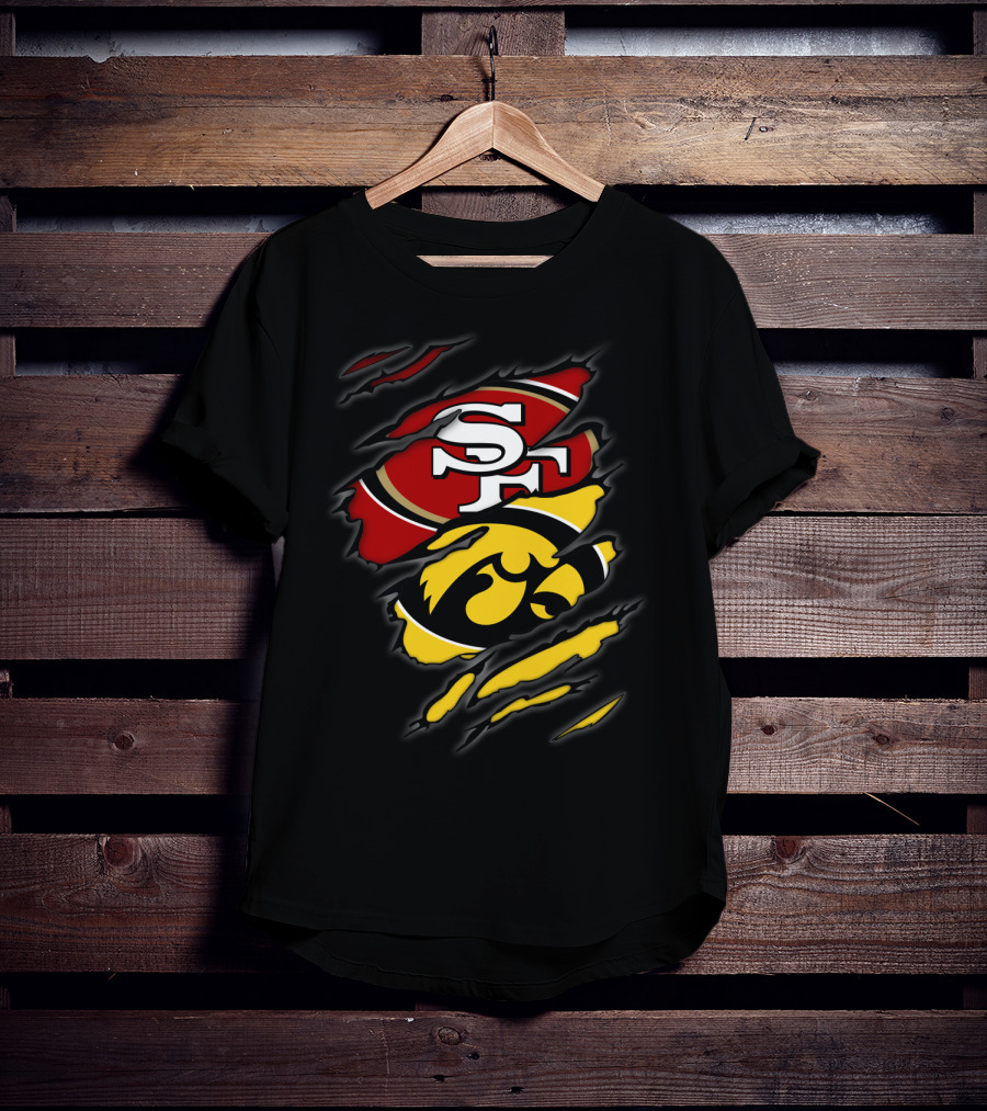 Sf 49ers Iowa Hawkeyes Torn Logo Collaboration T-Shirt