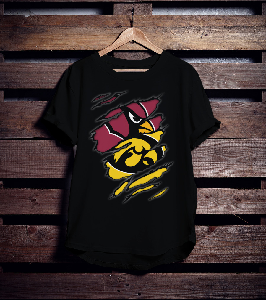 Cardinals Iowa Hawkeyes Iconic Team Logos Collaboration T-Shirt