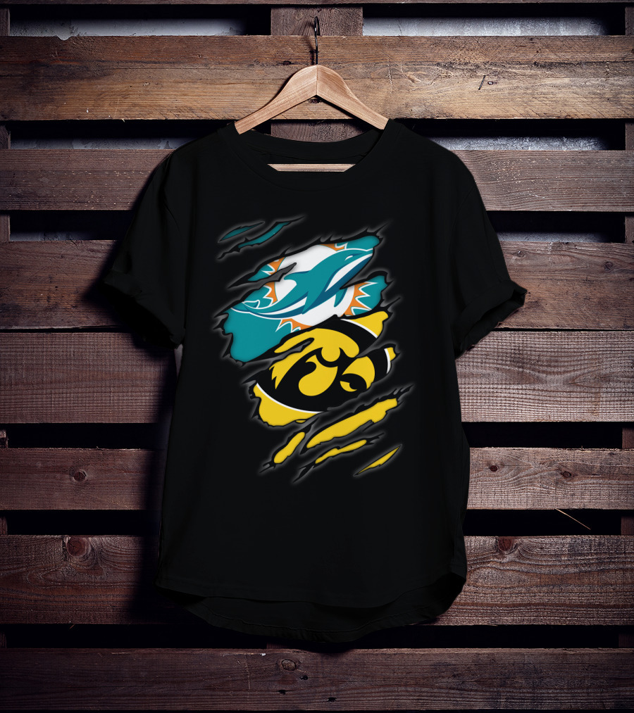 Miami Dolphins Iowa Hawkeyes Torn Claw T-Shirt