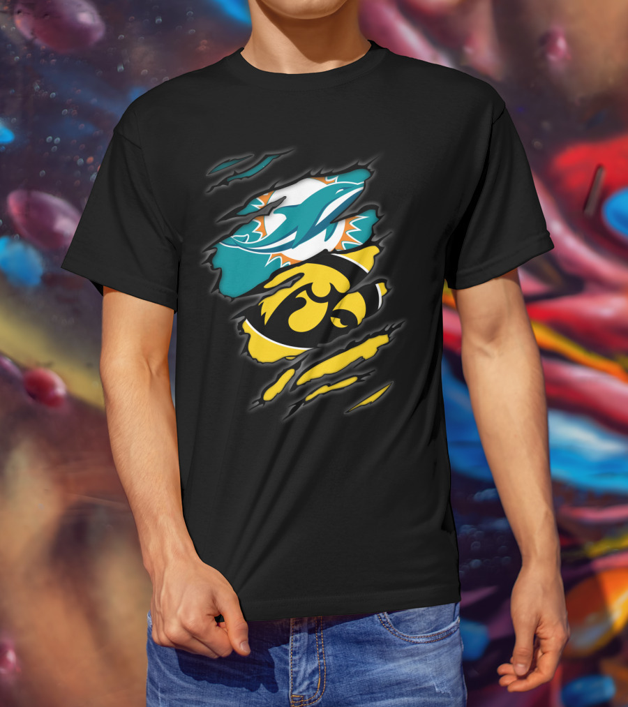 Miami Dolphins Iowa Hawkeyes Torn Claw T-Shirt