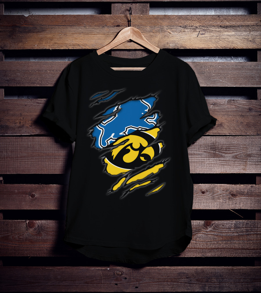 Lions Iowa Hawkeyes Tear Effect Sports Rivalry T-Shirt