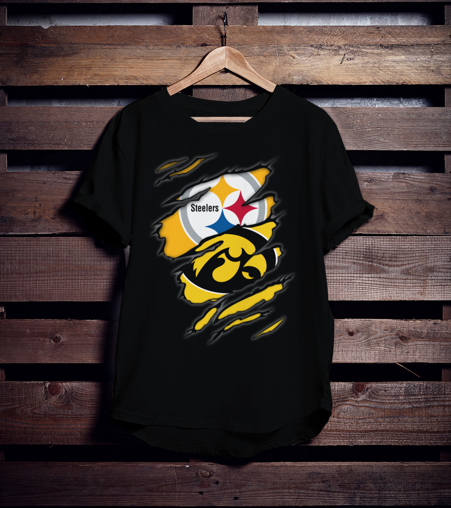 Steelers Iowa Hawkeyes Torn Symbol Fusion T-Shirt