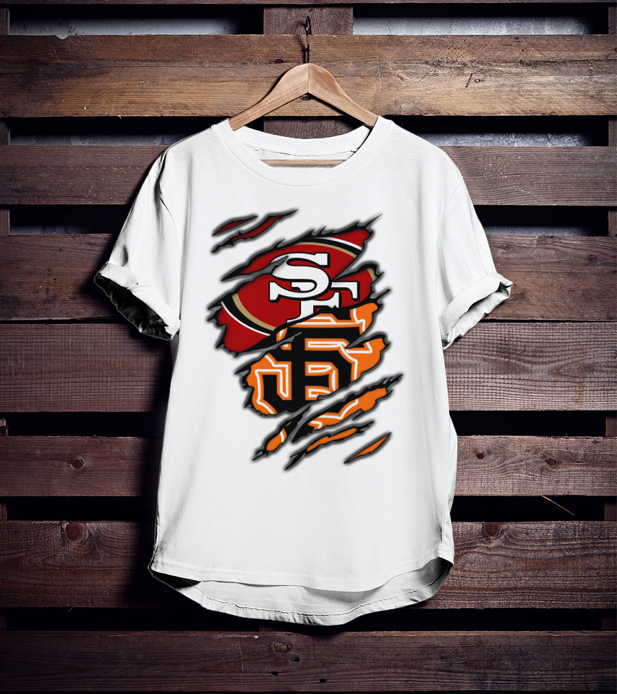 49Ers SF Giants Logos Rip T-Shirt