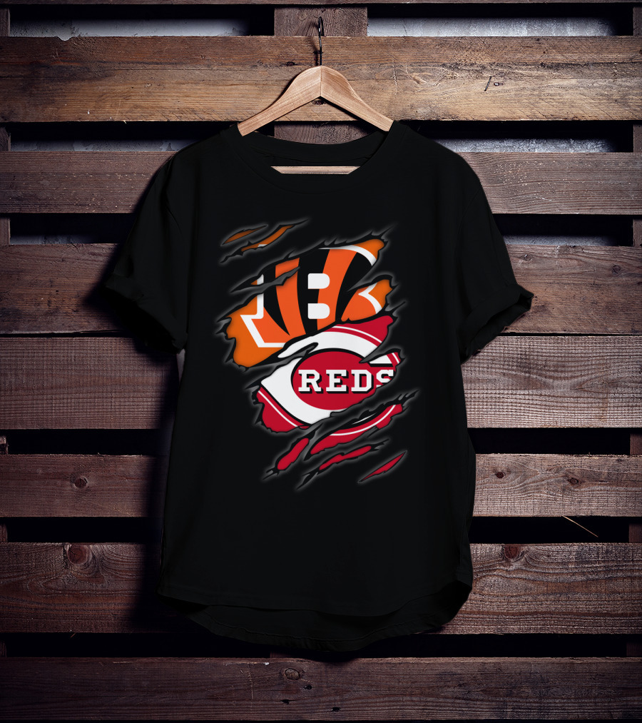 Bengals Reds Logo Ripped Claw T-Shirt